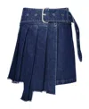 Off-white Pleated Asymmetric Denim Skirt In Blue