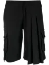 Off-white Cargo Pleated Wool Blend Shorts In Black