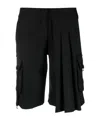 Off-white Cargo Pleated Wool Blend Shorts In Black