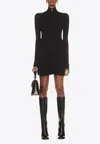 Off-white High-neck Knitted Mini Dress In Black
