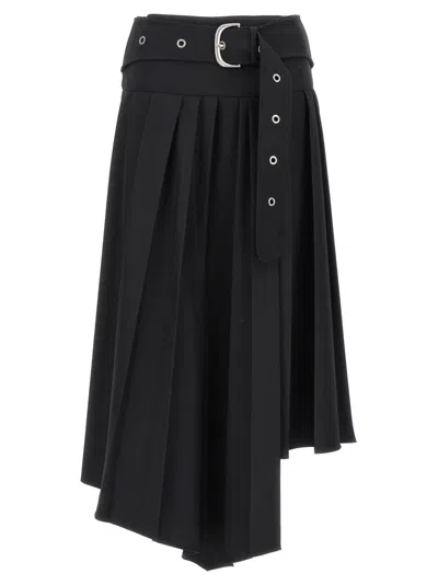 OFF-WHITE PLEATED MIDI SKIRT IN TECH DRILL FABRIC
