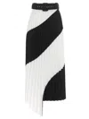 Off-white Pleated Skirt In White And Black In White
