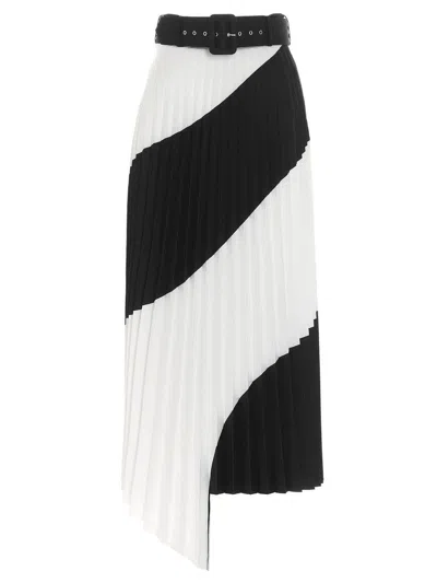 OFF-WHITE PLEATED SKIRT IN WHITE AND BLACK