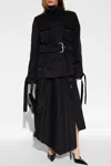 Off-white Pleated Midi Skirt In Tech Drill Fabric In Black