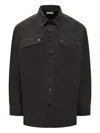 Off-white Button-up Casual Jacket With Structured Fit In Black