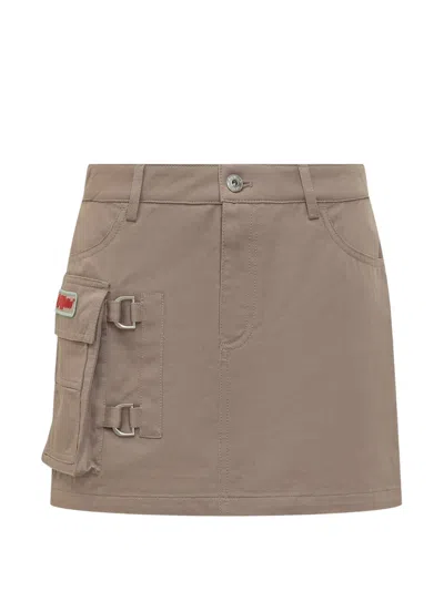 Off-white Logo Patch Mini Skirt In Brown