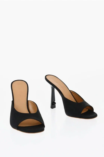 OFF-WHITE POINTED LINEN BLEND LOLLIPOP MULES HEEL 11 CM