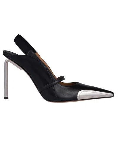 Off-white Pointy-toe Slingbacks In Black