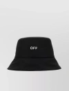 OFF-WHITE POLYESTER BUCKET HAT WITH WIDE BRIM AND CONTRASTING ARROW EMBROIDERY