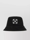 OFF-WHITE POLYESTER BUCKET HAT WITH WIDE BRIM AND CONTRASTING ARROW EMBROIDERY