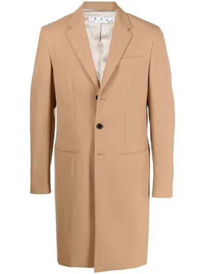 Off-white Ponte Single-breasted Slim-fit Coat In Neutrals