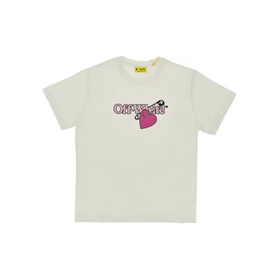 Off-white Pop Heart Logo Print T-shirt Kids In Neutral