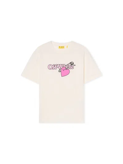 Off-white Kids' Pop Heart Logo T-shirt In Neutral