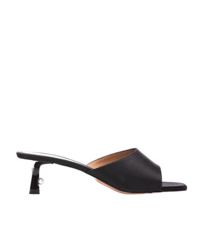 Off-white Pop Lollipop Satin Mules In Black
