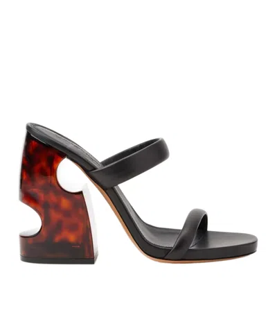 Off-white Pop Meteor Leather Mules In Black