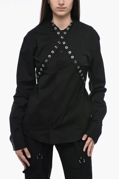 Off-white Popli Shirt With Eyelets Collar In Black