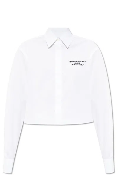 Off-white Poplin Boxy Long-sleeved Shirt In White
