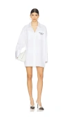 Off-white Embroidered Logo Shirt Dress In White