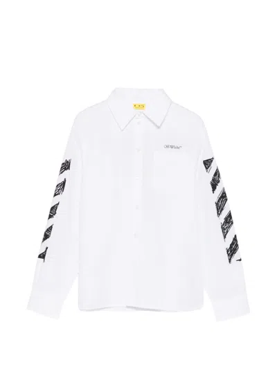 Off-white Kids' Poplin Shirt With Logo In White