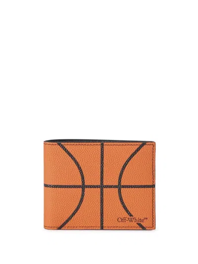 Off-white Premium Leather Basketball Card Holder In Orange For Men