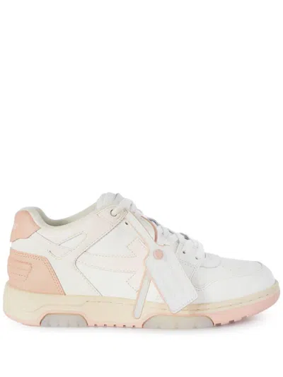 Off-white Premium Leather Women's Sneakers In White/pink