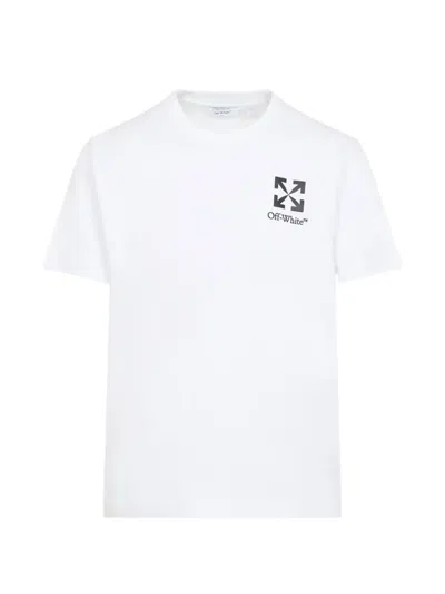 Off-white White T-shirt With Small Arrow Logo In Animal Print