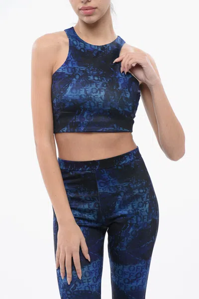 Off-white Printed Aop Crop Top In Blue