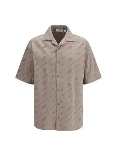 Off-white Monogram-print Short-sleeved Shirt In Brown
