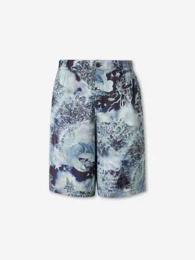 Off-white Printed Casual Bermuda Shorts In Blue