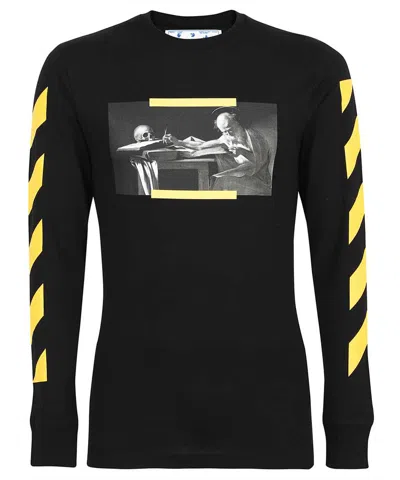 Off-white Graphic Cotton Long Sleeve T-shirt In Black