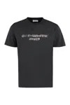 Off-white Graphic Crew Neck T-shirt With Ribbed Collar In Gray