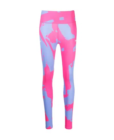 Off-white Printed High-waist Leggings In Fuchsia