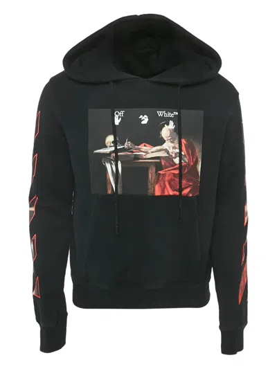 Pre-owned Off-white Printed Hoodie In Black