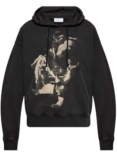 Off-white Printed Hoodie In Schwarz