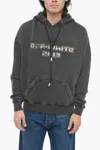 Off-white Printed Hoodie Sweatshirt With Eyelet Detail In Grey