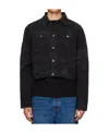 Off-white Printed Lapel Denim Jacket In Black