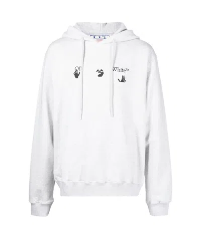 Off-white Printed Logo Cotton Hoodie In White