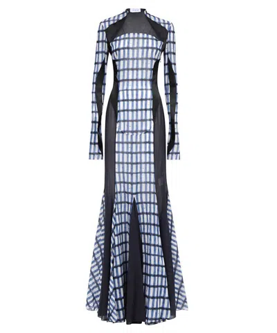 Off-white Printed Silk Dress In Blue
