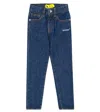 Off-white Boy's Bookish Logo Patch Jeans In Medium Blue Whit