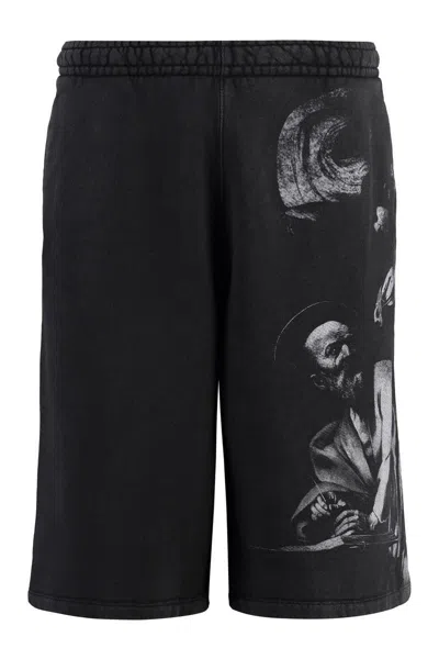 Off-white Printed Sweatshorts In Black