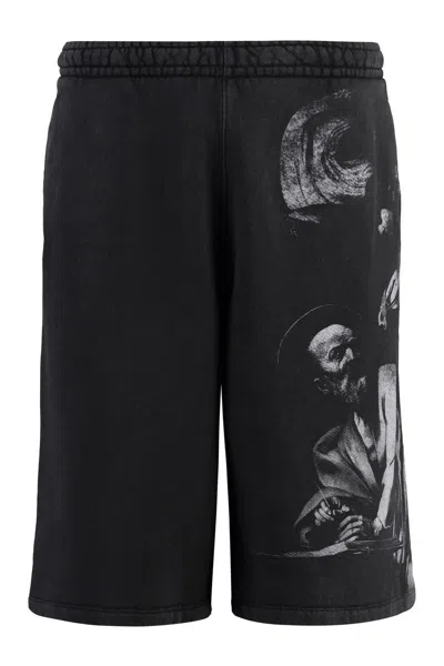 Off-white Printed Sweatshorts In Black