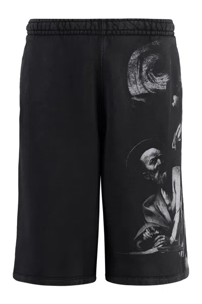 Off-white Saint Matthew-print Track Shorts In Black