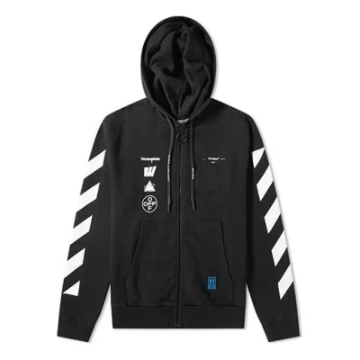 Off-white Printing Hooded Zipper Jacket Black