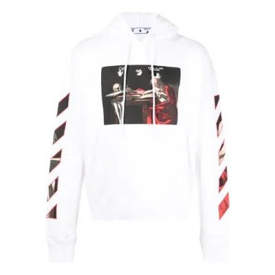 Off-white Printing Stripe Hooded Long Sleeves Ordinary Version White
