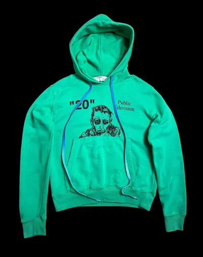 Pre-owned Off-white “public Television” Hoodie (m) In Green