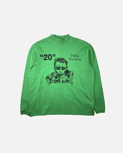 Pre-owned Off-white Public Television Longsleeve In Green
