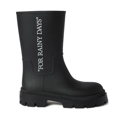 Off-white Round-head Rain Boots In Black