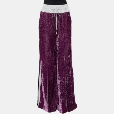 Off-white Purple Crushed Velvet Wide Leg Track Pants