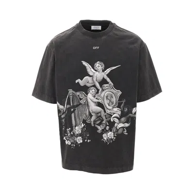 Off-white Putti Print Skate Fit T-shirt In Vintage Black