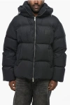Off-white Quilted Down Jacket With Hood And Tone-on-tone Logo Patch In Black